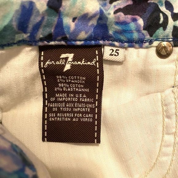 7 For All Mankind Floral Kaleidoscope Skinny Jeans, Size 25 - Picture 8 of 8